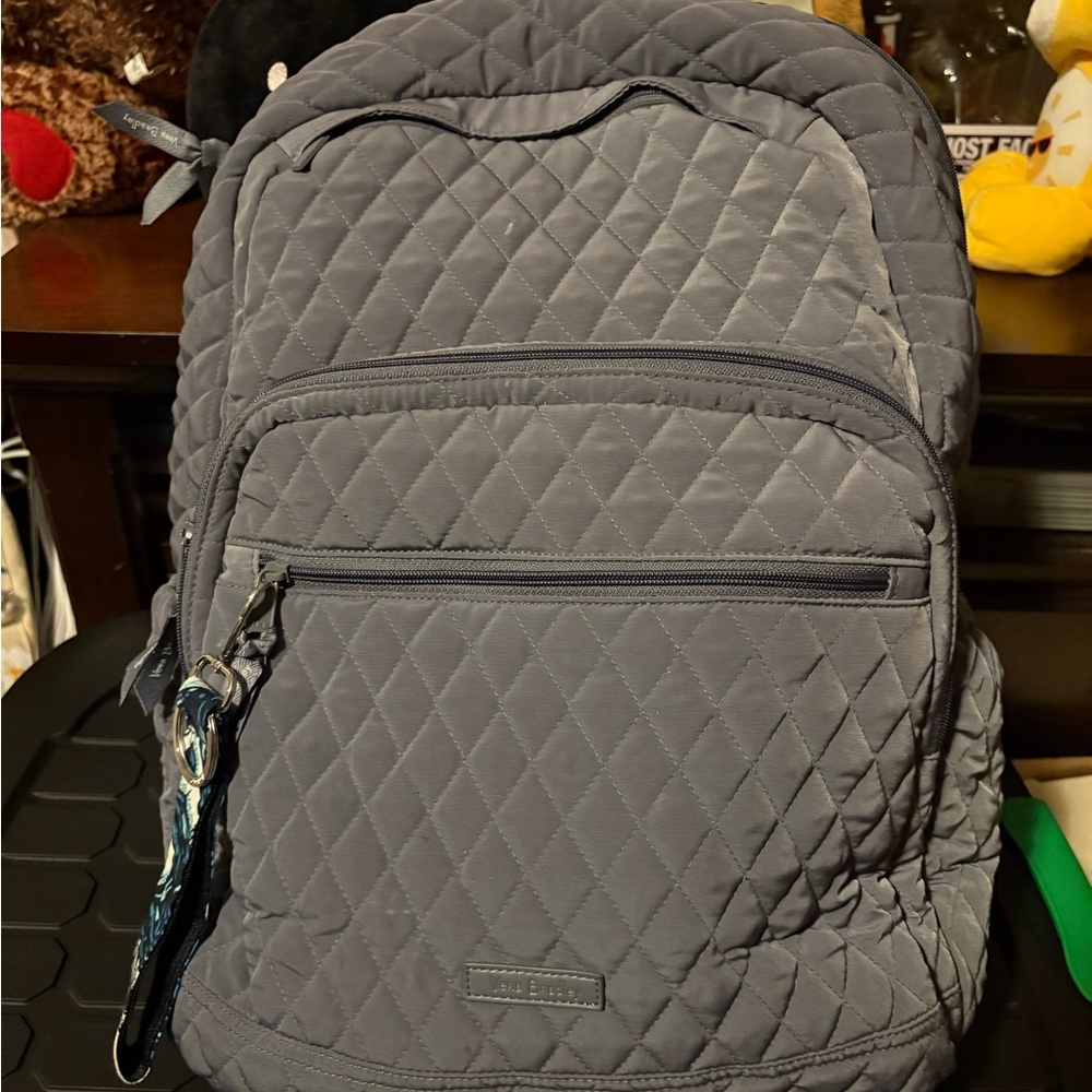 Vera Bradley Gray Backpack WITH keychain